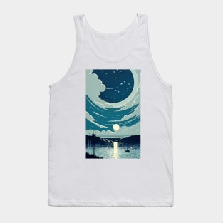 Blue Moon bay abstract line art Tank Top